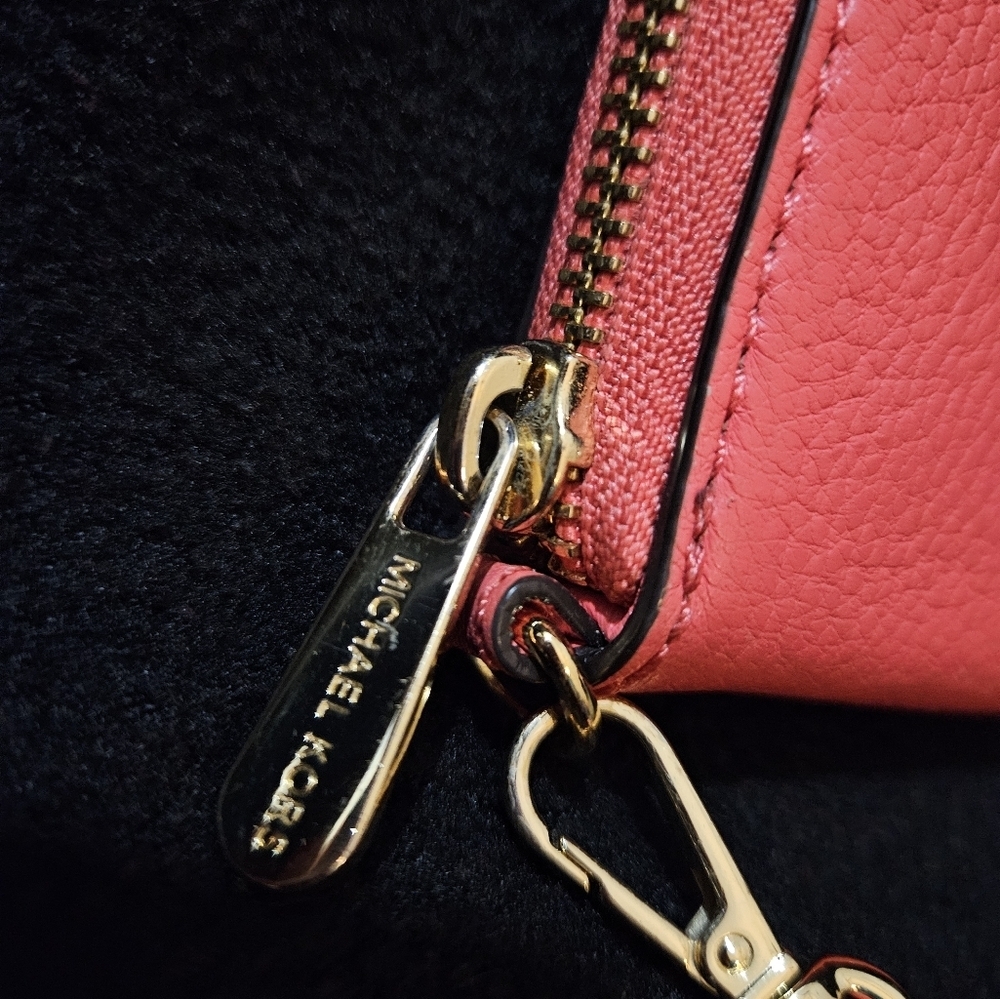 Michael Kors Coral Color Wristlet-Soft Pebble Leather - Picture 10 of 16